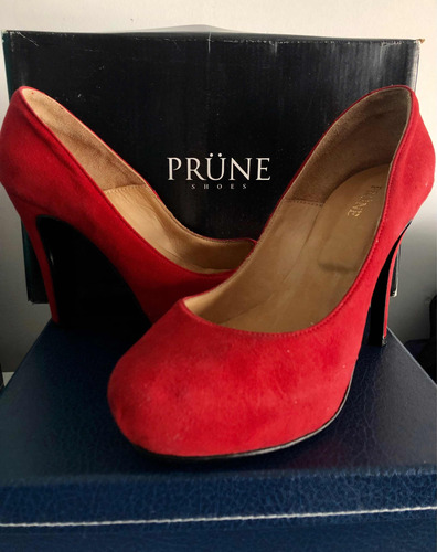 Zapatos Stilettos Prüne Gamuza Roja