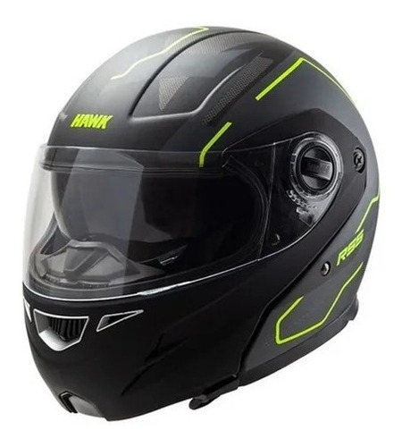 Casco Para Moto Modular Hawk Rs5 Vector Negro/amarillo Fluo