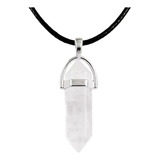 Collar Dije Piedra Natural Cristal Blanco Para Hombre Mujer