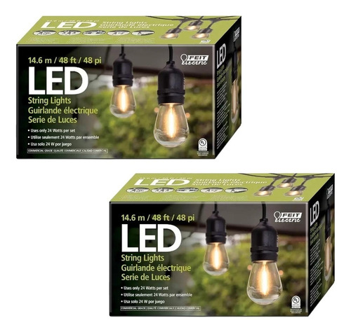 2 Set Extensión Serie Luces Led Focos Vintage 24 Bombilla 1w