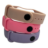 Kit 3 Pulseiras P/ Smartwatch Mi Band 4 E 5 Cor: Rosa / Roxo