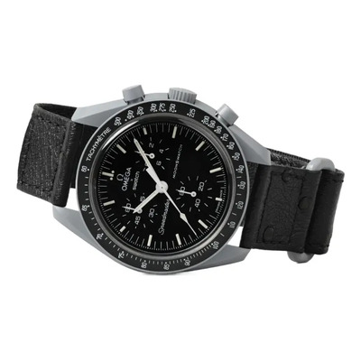 Reloj Omega X Swatch Correa De Avestruz Mission To The Moon Correa Luna Bisel Gris Fondo Negro | Meses sin interés