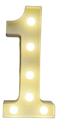Numero Luminoso X1 Decorador Plastico Blanco Cartel Luz Led