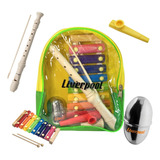 Kit Bandinha Musical Infantil Liverpool 4 Instru. C/ Mochila