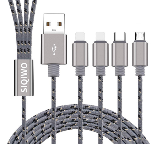 Cable De Carga Mltiple Usb De Siqiwo [4ft 3a 2 Paquetes] 4 E