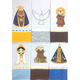 Kit 10 Panos Prato Bordado Patchwork Com Bainha Religiosos