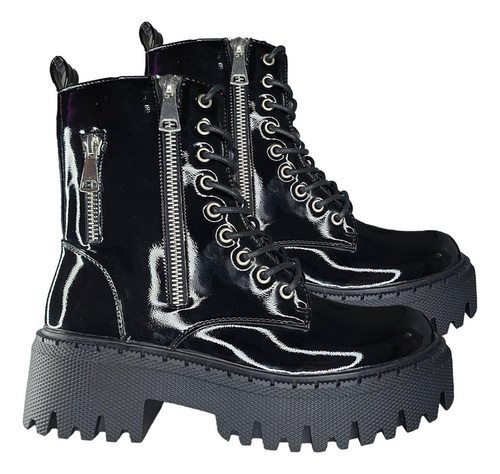 Botines Negros Con Plataforma Mujer Tendencia Y Confort 7534