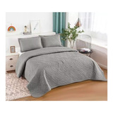 Cubrecama De Verano Quilt 2 Plaza Unicolor Elegante Gris