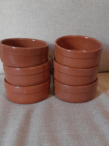 Lote De Cazuelas Barro Ceramica Esmaltada N° 14. 6 Unidades 