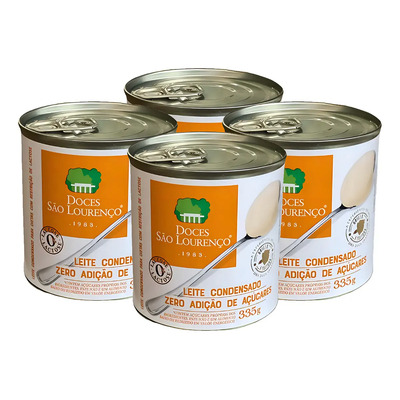 Kit 4 Unidades Leite Condensado Zero Zero São Lourenço 335g | Frete grátis