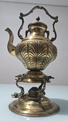 Antigo Samovar Em Metal E Bronze 45 Cm