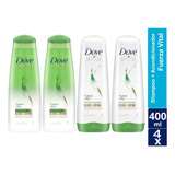 Shampoo + Acondicionador Dove Pack De 4 Fuerza Vital 400ml
