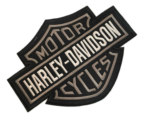Patch Bordado Harley Davidson Preto Branco Cinza 26cm X 20cm