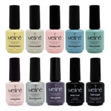 Kit X8 Esmaltes Color Meliné Gel On-off +1 Base +1 Top Coat