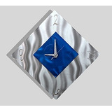 Reloj De Pared Decorativo De Metal Azul Reloj Moderno