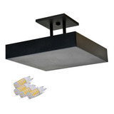 Plafon Luz Indireta Preto 40x40 + 4 Lâmpadas Halopin