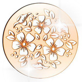 Acrílico Decorativo Bronze Circulo Decorado Com Flores