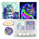 Pintura Diamante 5d Multicolor Gato Y Perro Kit Manualidades