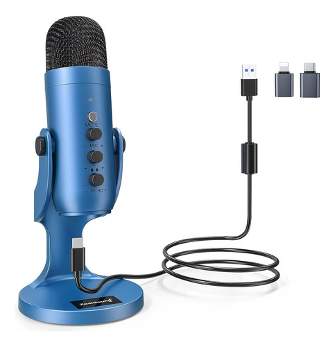 Micrófono De Condensador Zealsound, K66 Series, Usb, Azul