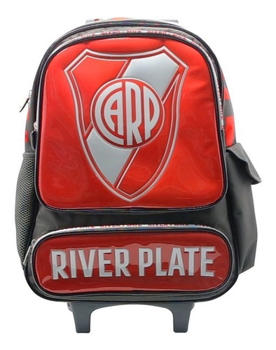 Mochila River Plate Futbol Carp El Mas Grande Carro 18 PuLG Color Negro Diseño De La Tela Poliéster