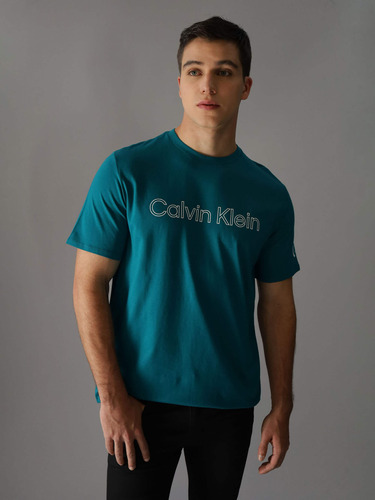 Playera Calvin Klein Azul Con Logo Ck De Hombre