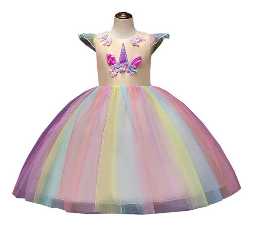 Vestido De Unicornio Para Niña, Diseño De Flores, Tutú, Fies