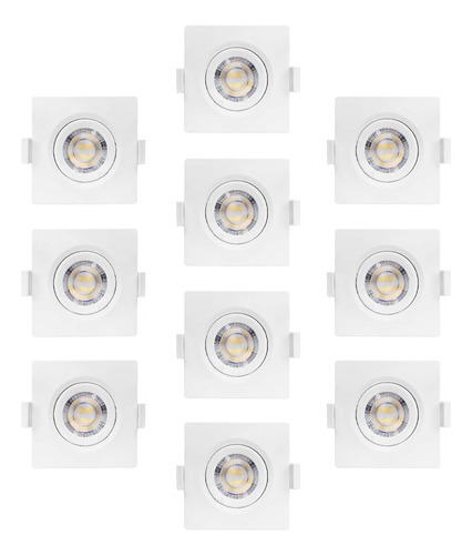 Kit 10x Spot Quad Embutir Led Taschibra 3w C/ 1 Ano Garantia