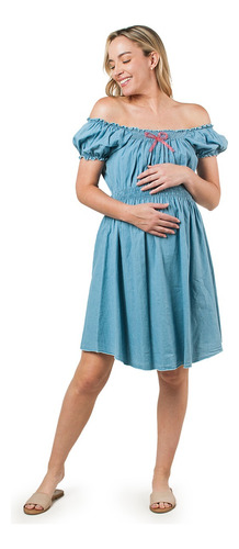 Vestido Maternidad Mezclilla Strapless- 146