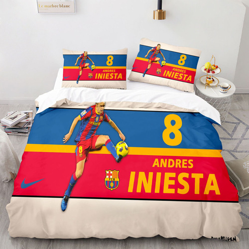 Juego De Funda De Edredón Tamaño Individual Andrés Iniesta