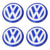 4 Centros De Rin Volkswagen Vento Polo Jetta 56mm Azul