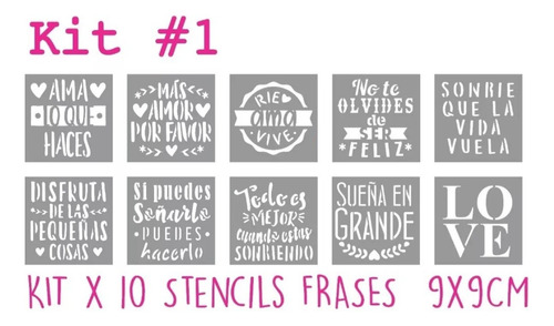 Kit#2 X10 Stencils 9x9cm Frases Positivas Deco Noreste Ideas