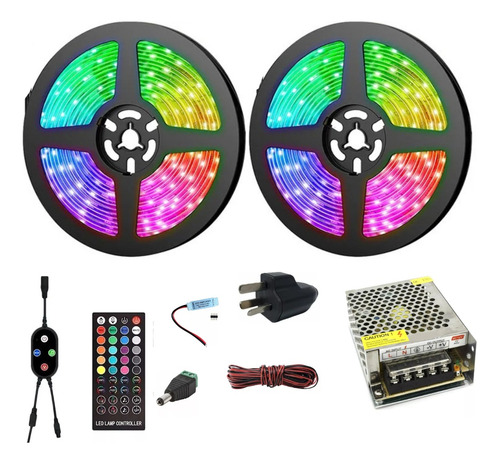 Tira Led Rgb 10 Metros Lineal 5050 Bluetooth Audioritmico 