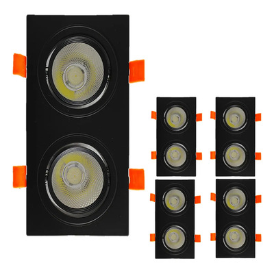 5 Lamparas Led Empotrable 2 Spots Led Dirigibles 14w Plafon Color Negro | Meses sin interés