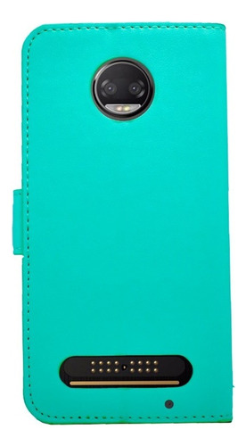 Funda Tipo Cartera Lujo Premier Diary Motorola Moto Z2 Force Color Agua