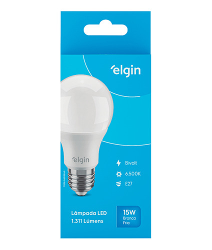 Kit 5 Lâmpadas Led Bulbo A60 15w 6500k Branco Frio - Elgin