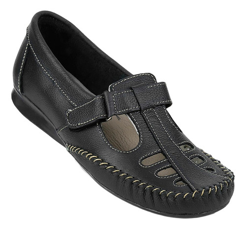 Zapato Confort Piso Mujer Negro Piel Hannia 08503700