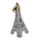 Dije De Torre Eiffel Zirconias De Oro Laminado +estuche T1