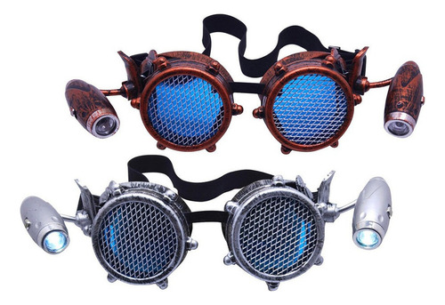 2 Gafas Steampunk Con Luz De Estilo Vintage For Halloween .