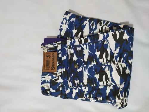 Pantaloneta Camuflada Caballero Azul Con Manchas