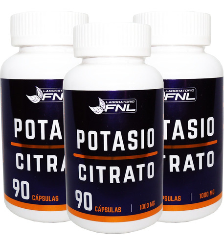 3 X Citrato De Potasio Fnl 90 Caps 100% Natural Envio Gratis