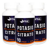 3 X Citrato De Potasio Fnl 90 Caps 100% Natural Envio Gratis