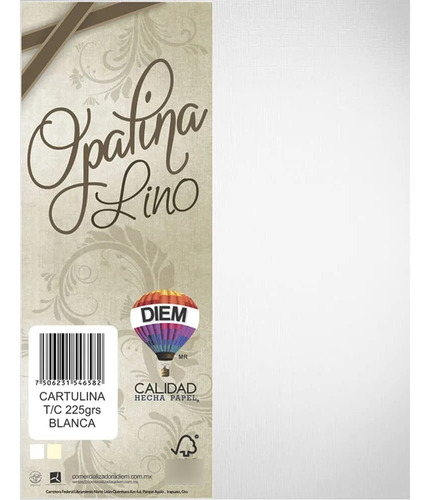 Opalina Con Textura Lino Blanca Carta Gruesa Diem 225 Grs