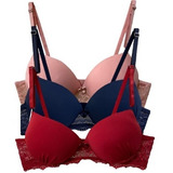 Kit Com 3 Sutians Soutien Renda Lingerie Luxo  Confortável