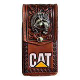 Funda Porta Celular Vaquera 100% Cuero Cat 