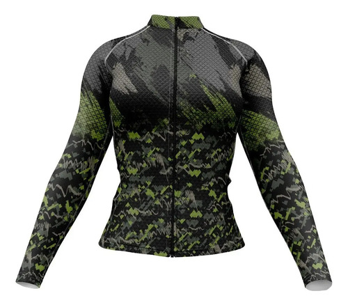Jersey Ciclismo Maillot Dama Mtb Manga Larga Camuflaje Verde