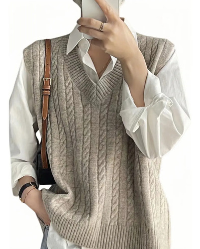 Chaleco Tejido Para Mujer : Estilo Coreano Moderno [u]