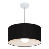 Lustre Pendente Redondo 4052 Cúpula Tecido Ø 50x21 Preto