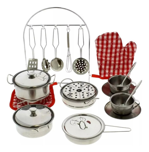 Set Cocina Jueguete Metalica 23 Pcs Kitchen