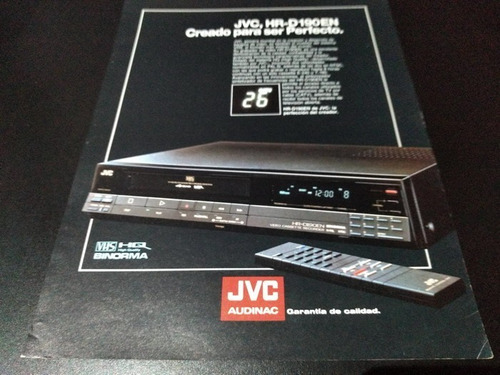 (pb365) Publicidad Clipping Videograbadora Jvc * 1989