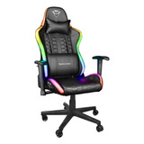 Silla De Escritorio Trust Gxt 716 Rizza Gamer Ergonómica  Negra Con Tapizado De Cuero Sintético